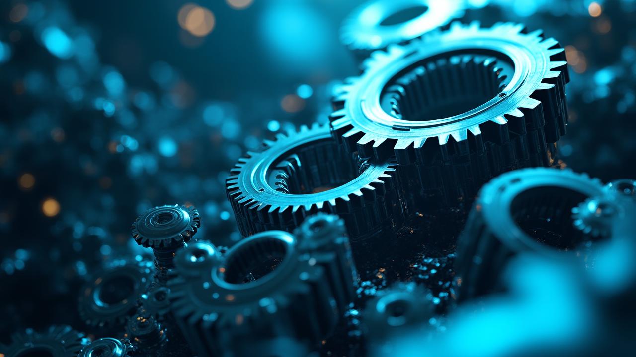 Meccanismo di ingranaggi astratto e moderno